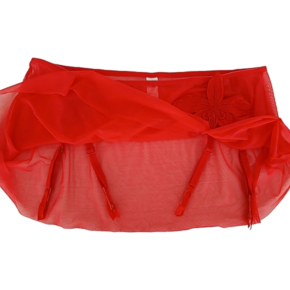 Victoria's Secret Red Polka Dot Lingerie Set Garter Belt Pin Up Size 34B L Retro - Picture 15 of 16